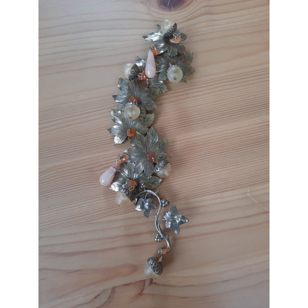 Rare LA CONTESSA by Mary Demarco Dangle 3D Grape Vine Oversized Brooch Pin